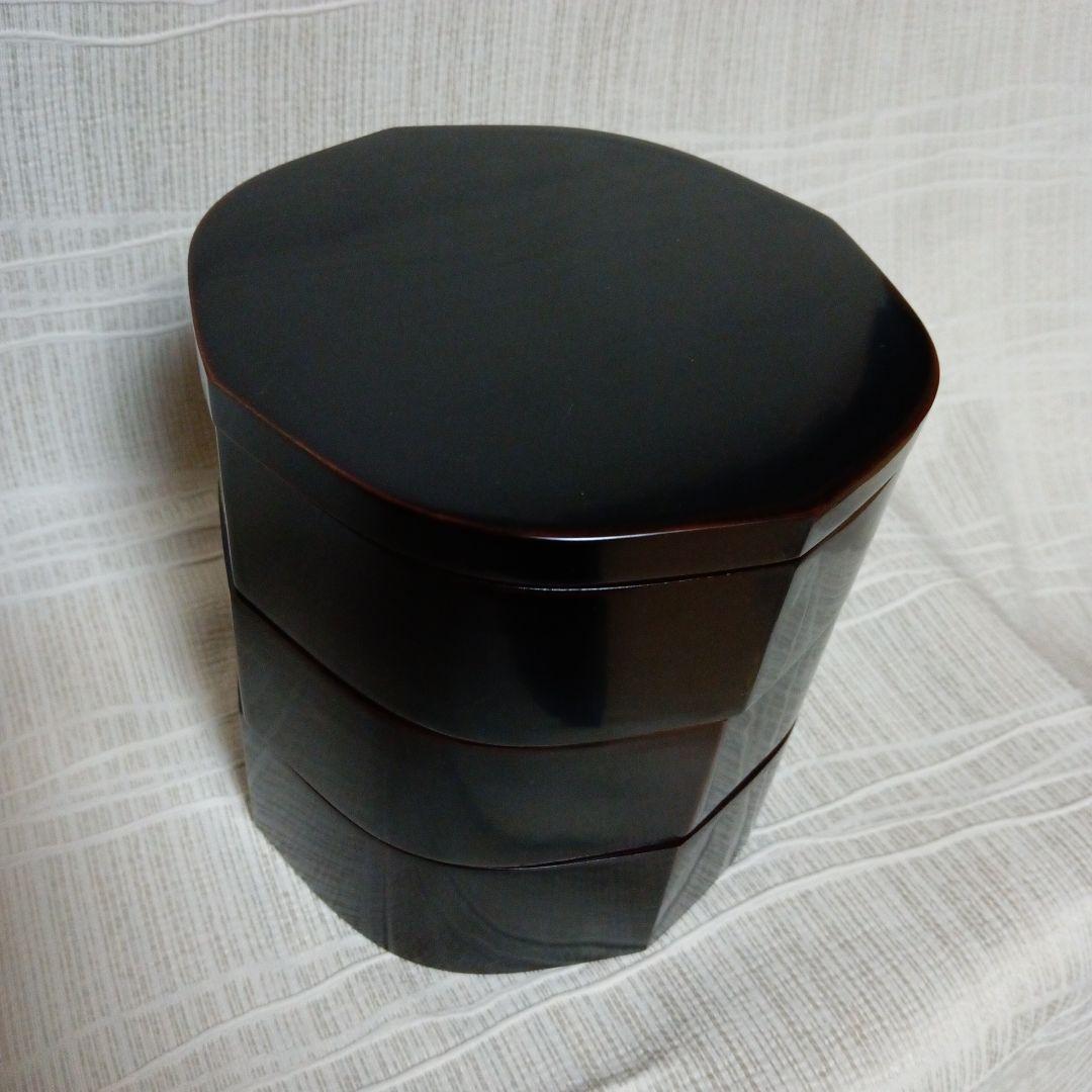 最終価格☆香川溜塗漆器・未使用・縁起良い八角形三段重箱