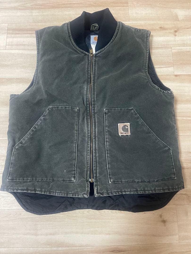 希少　USA製　Carhartt モスグリーン　星タグ　ダックベスト　カーハート