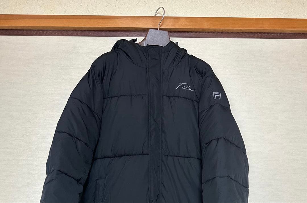 【値下げ中】ロングダウン　ベンチコート　FILA ブラック