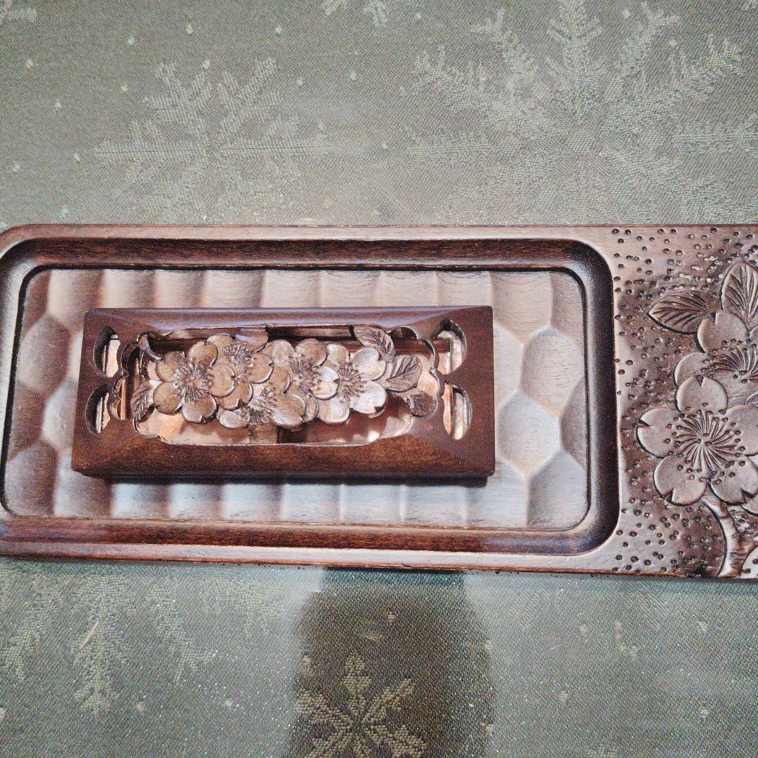 軽井沢彫り香炉&トレイ