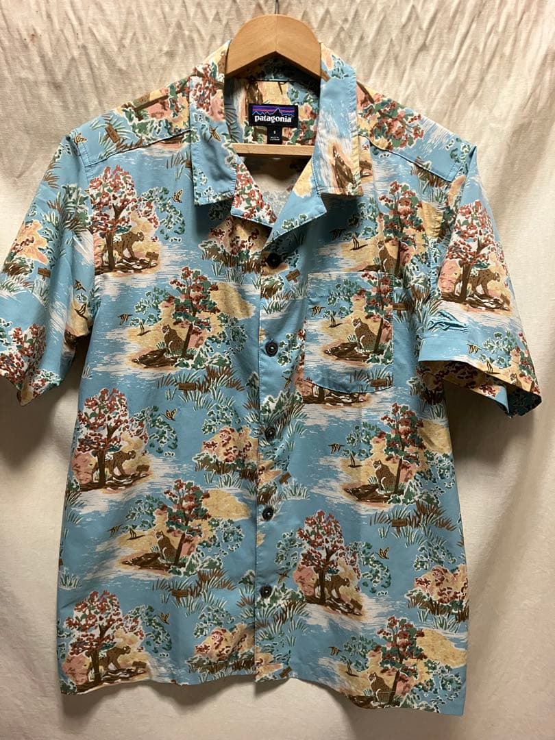 極美品 patagonia ストレッチプレーニングハイブリッドシャツ S 柄BL