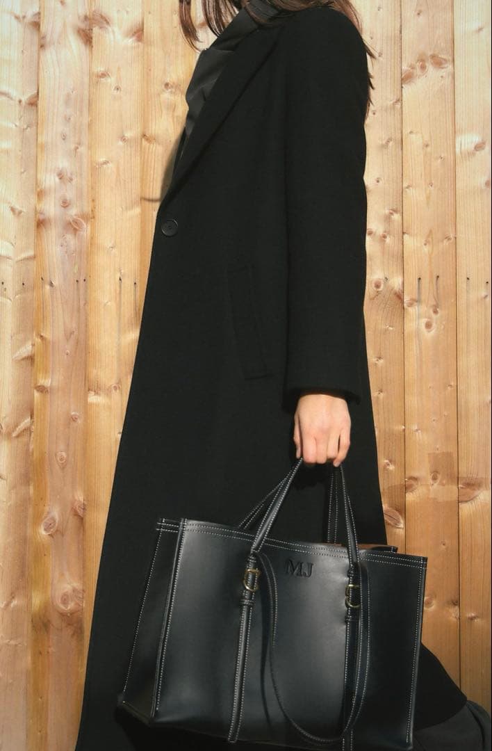 ZARA 黒 レザー トートバッグ 中型 ビジネス - メルカリ