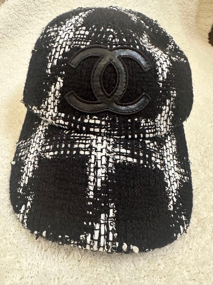 美品CHANEL ツイードチェックキャップ