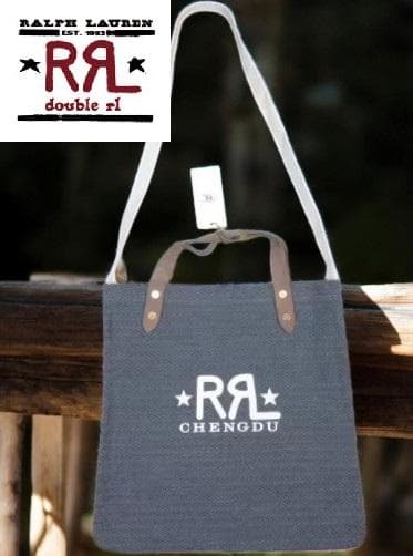 ☆まるこ☆【DOUBLE RLヘリンボーン柄キャンバストートバッグ グレー Riberry（リベリー） かごバッグ カゴバッグ ヘリンボーン柄トート