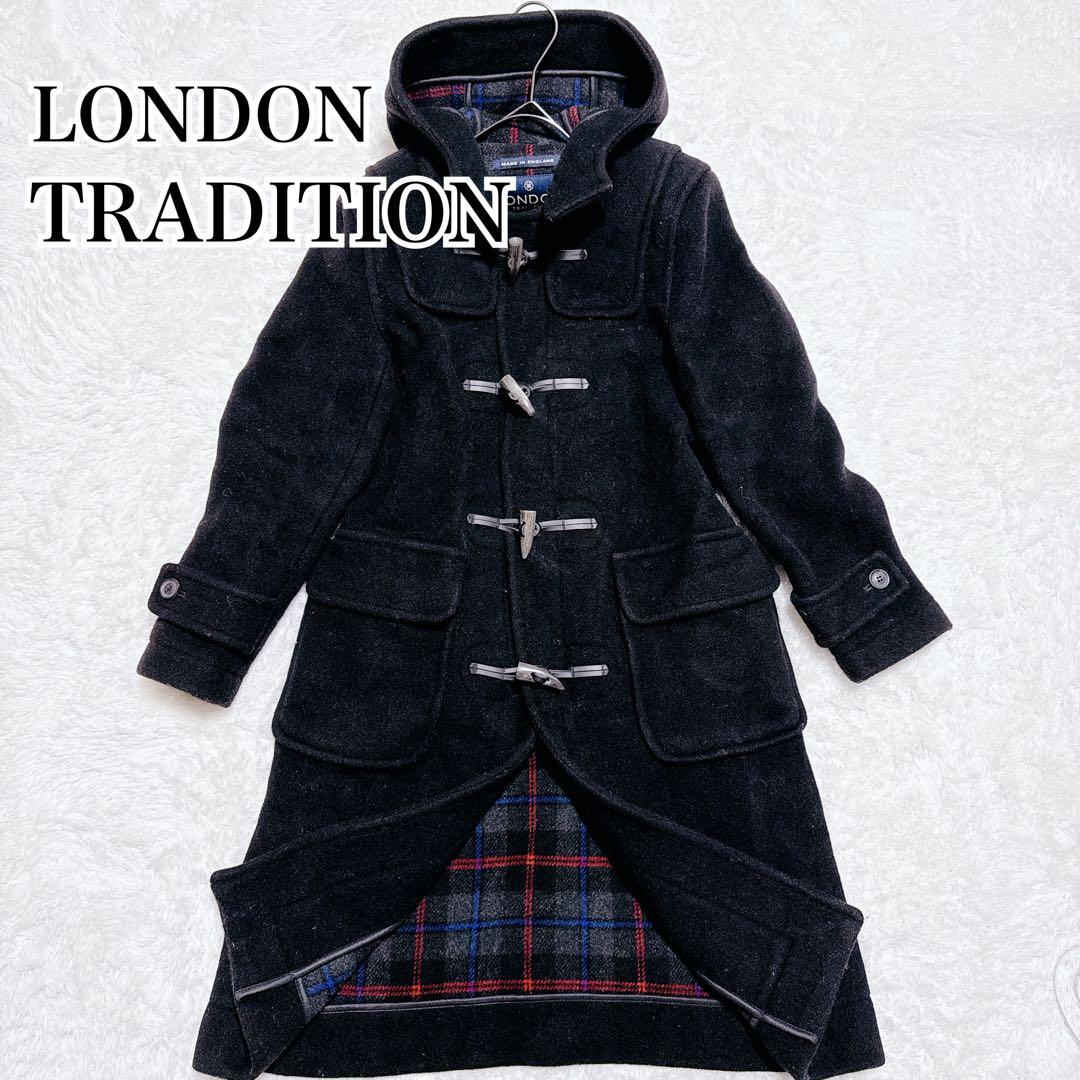 LONDON TRADITION 英国製 ダッフルコート フード 牛革 ウール混