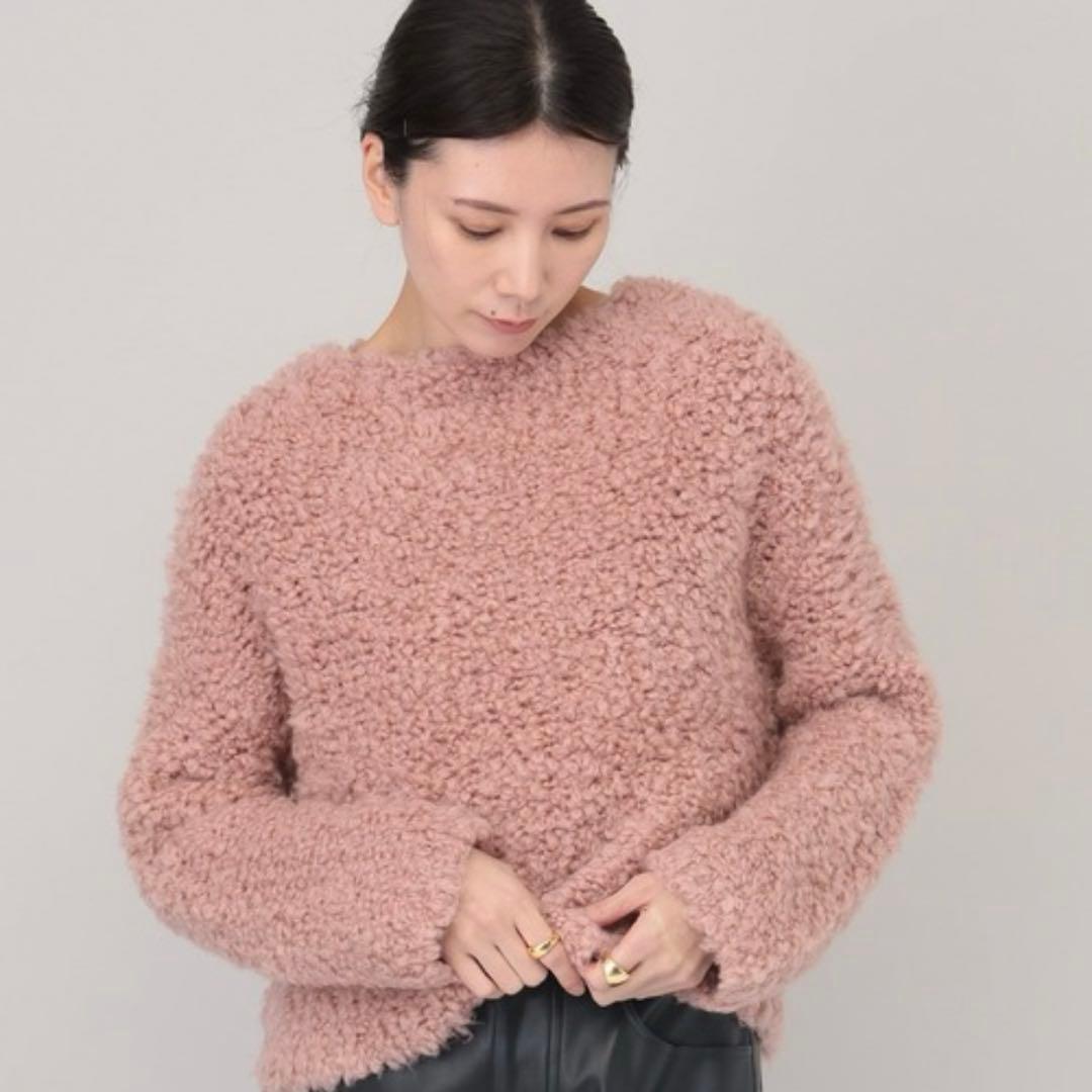Curensology カーリーウールニットプルオーバー ピンク