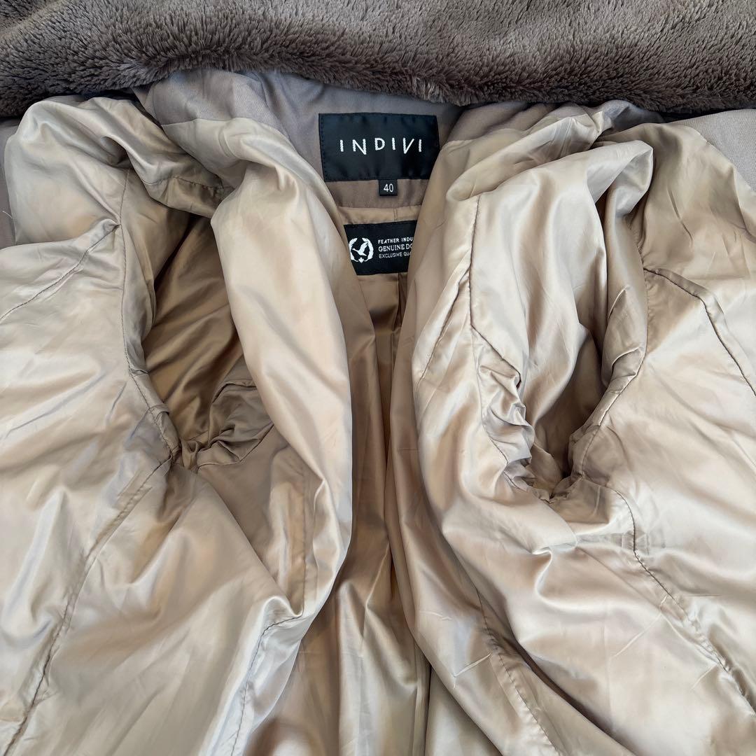 INDIVI ブラウン ダウンジャケット 取り外し可能ファー付き - メルカリ