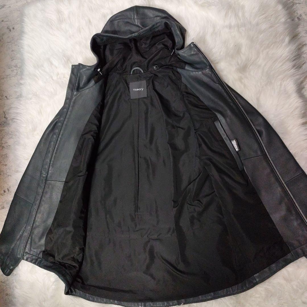 TheoryBYRN L フーデッドレザー（羊革） ジャケット