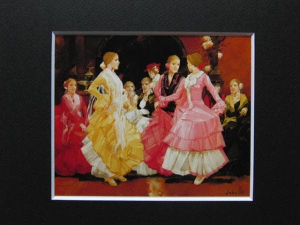 斎藤三郎、踊り小屋、希少画集画、新品額装付