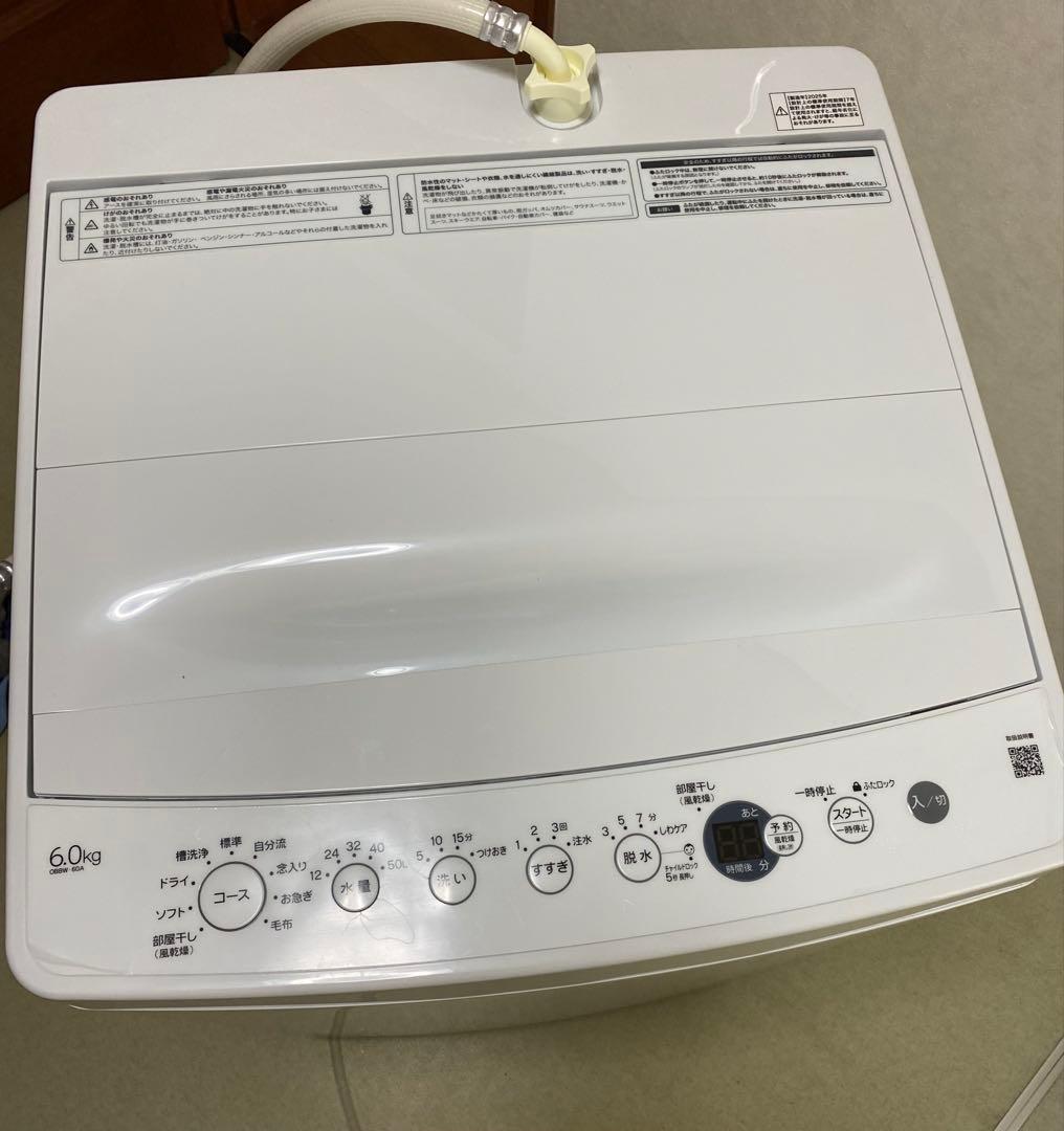 超美品 全自動洗濯機 6.0kg コジマオリジナル2025年製 着払いの商品です