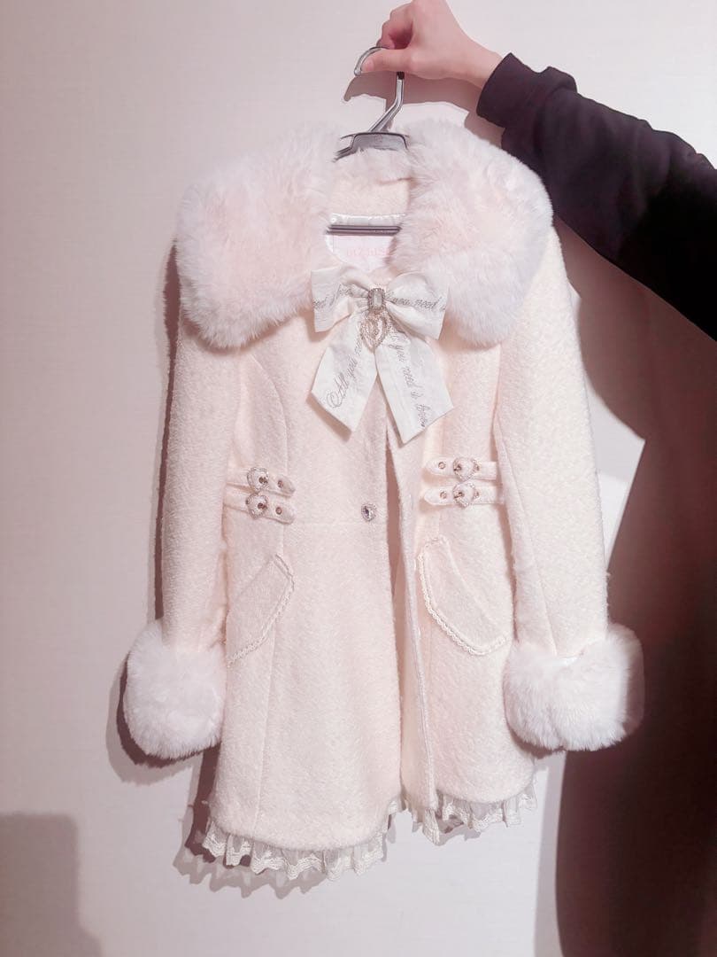 LizLisa ビジューリボンミニ丈Aラインコート