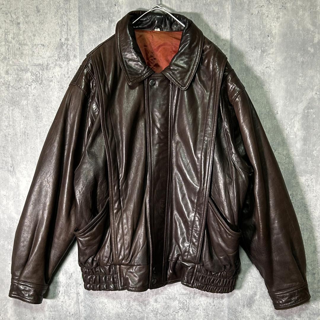 極上 山羊革 レザージャケット 濃茶 短丈 ヴィンテージ ゴートレザー
