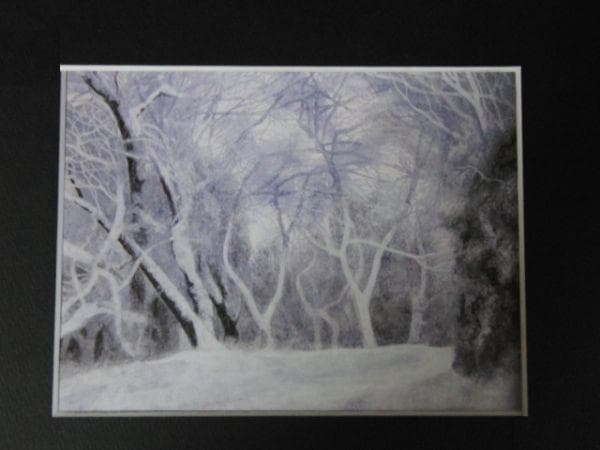 大島秀信、【新雪の朝】、希少な額装用画集より、状態良好、新品額装付