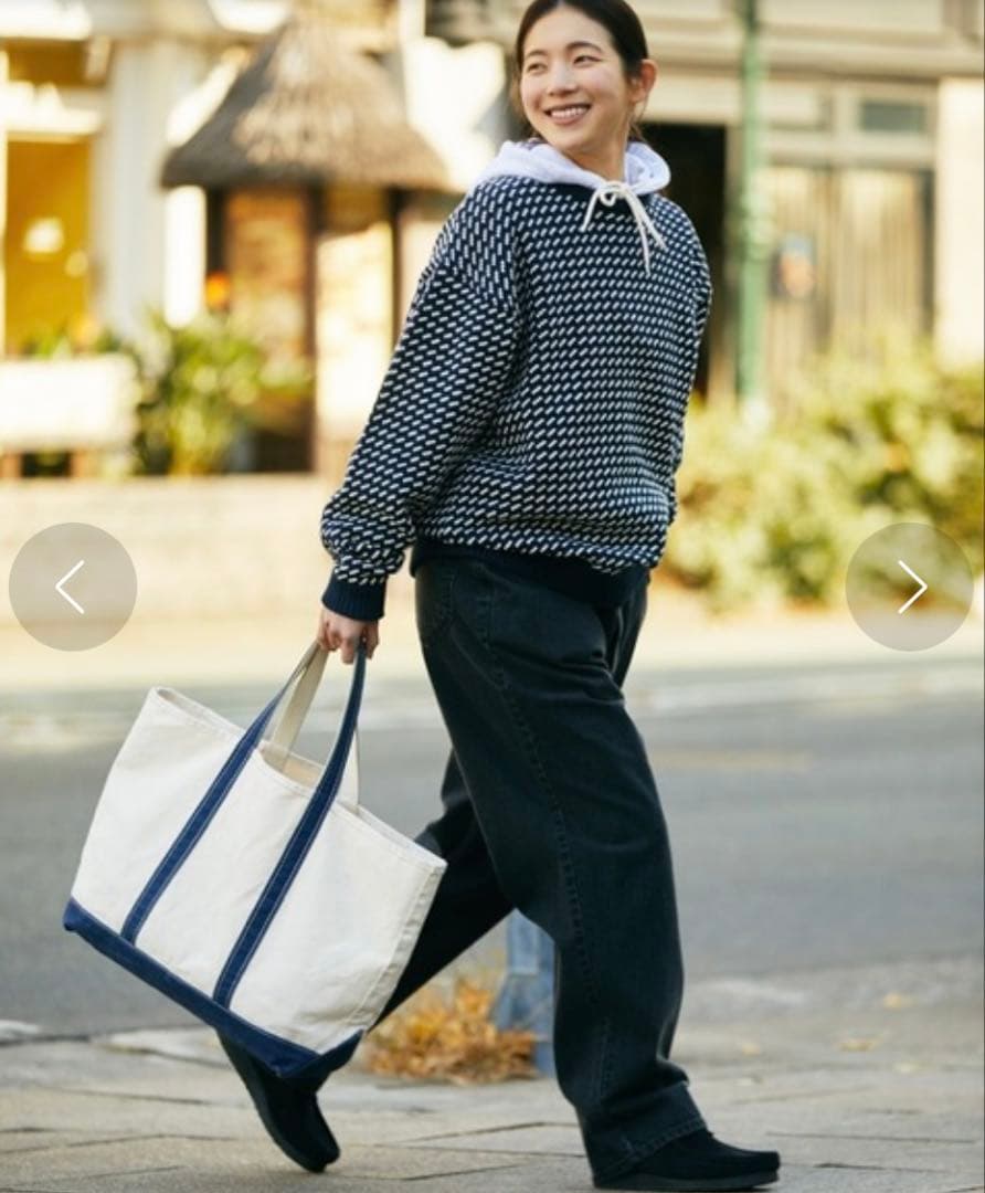 ♦︎ L.L.Bean エルエルビーン バーズアイ ニット ネイビー M