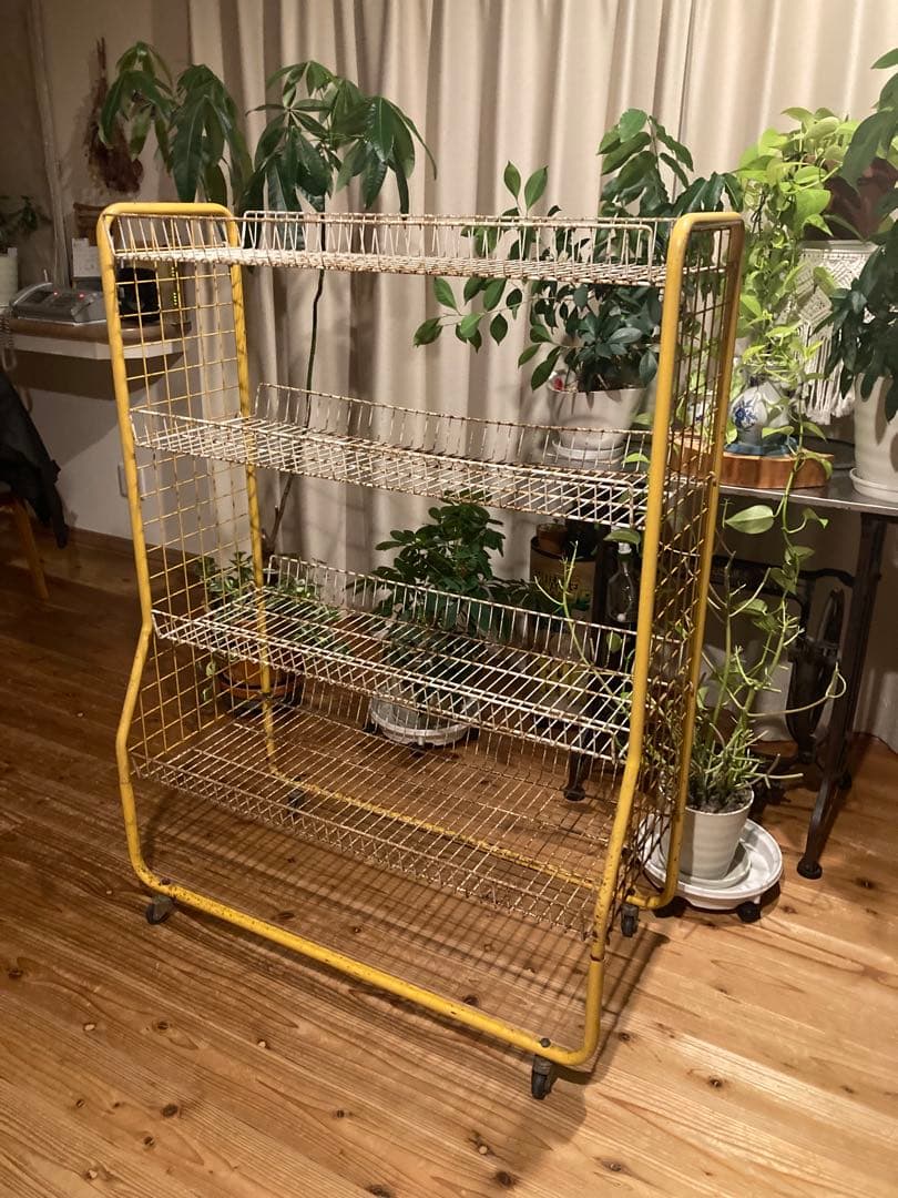 昭和レトロ　ワイヤーラック4段仕様　店舗什器　ガーデニング　シャビーラック11