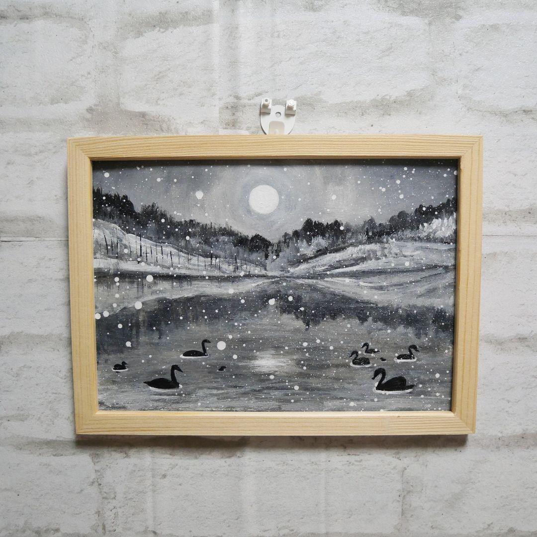油絵 油彩 油彩画 絵 絵画 【白黒風景のハクチョウ池】 楽天市場】数量限定！ お試し！ オススメ プリント絵画 白鳥の湖