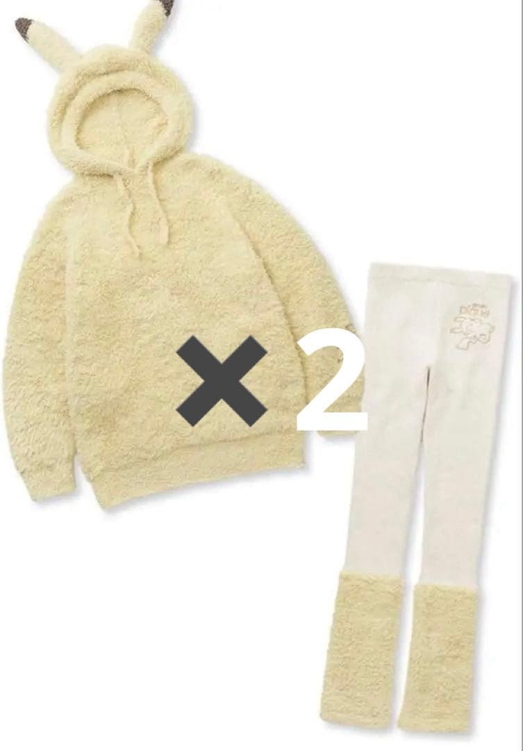 2セット　ジェラートピケ　ピカチュウ　フーディ&レッグウォーマーレギンス