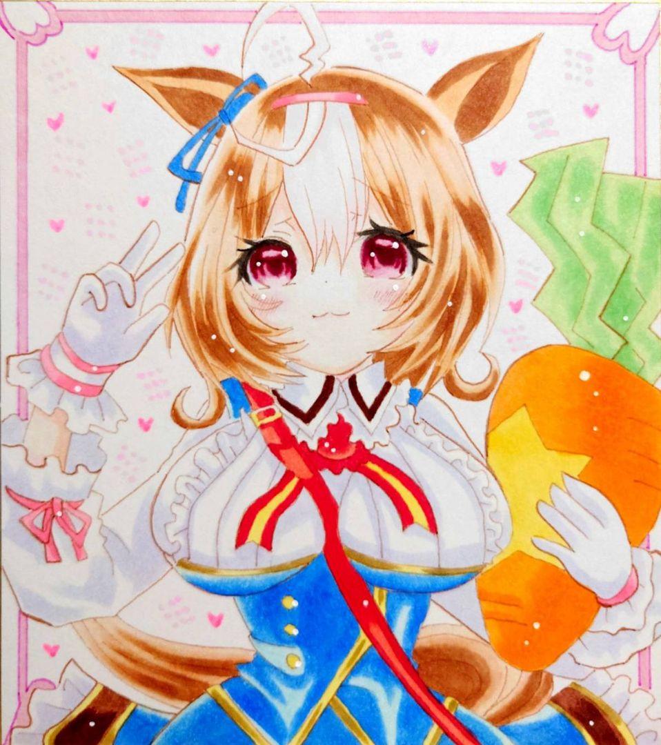 ウマ娘 メイショウドトウ 手描きイラスト 色紙 - メルカリ