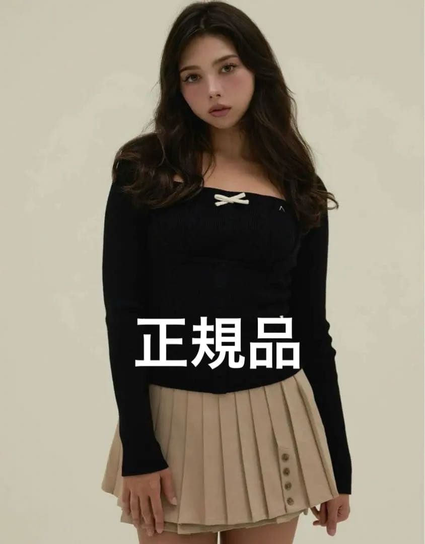 トップス andmary Sharon ribbon tops black