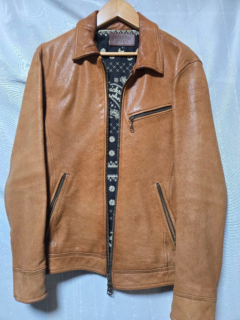 け　ジャックローズ　山羊革　茶色　シングルライダース JACKROSE（ジャックローズ）の「JE LAMB LEATHER SINGLE RIDERS JE