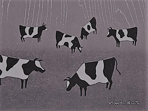 斎藤清、【霊峰（16）牧場（C)】、希少な額装用画集より、新品額装付