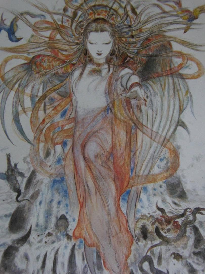 天野喜孝、【ラ・デエス】、希少な額装用画集より、新品額装付、状態