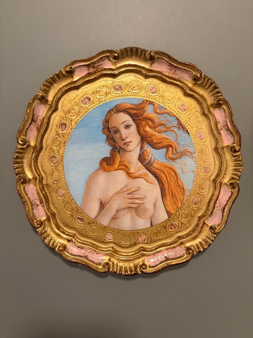 「ヴィーナスの誕生」イタリア木彫りハンドメイドトレイ