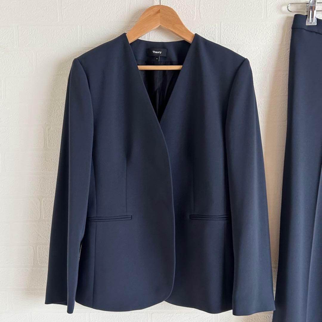 2024美品✨セオリー パンツスーツセットアップ ネイビー - メルカリ