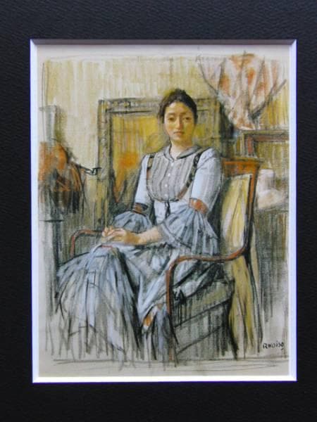 小磯 良平、婦人像、希少な額装用画集より、美品、新品額装付