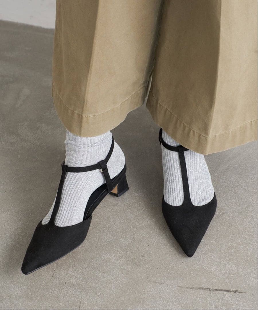 LE TALON ルタロン 4cmTストラップパンプス ブラック 22.5cm