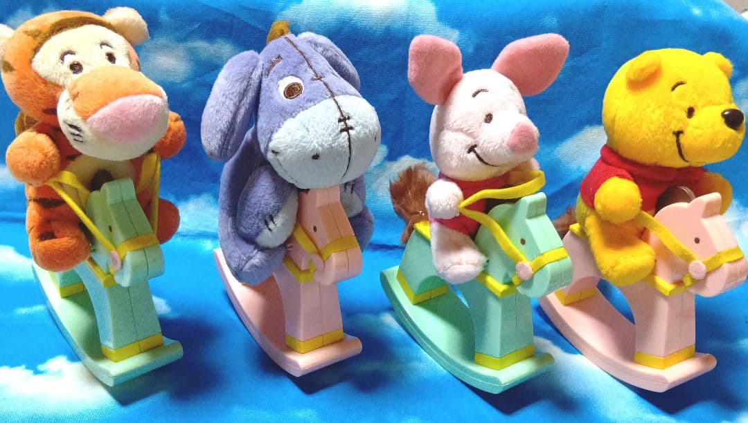 366☆くまのプーさん☆木馬にのったぬいぐるみ☆レトロ 366☆くまのプーさん☆木馬にのったぬいぐるみ☆レトロ あそんで
