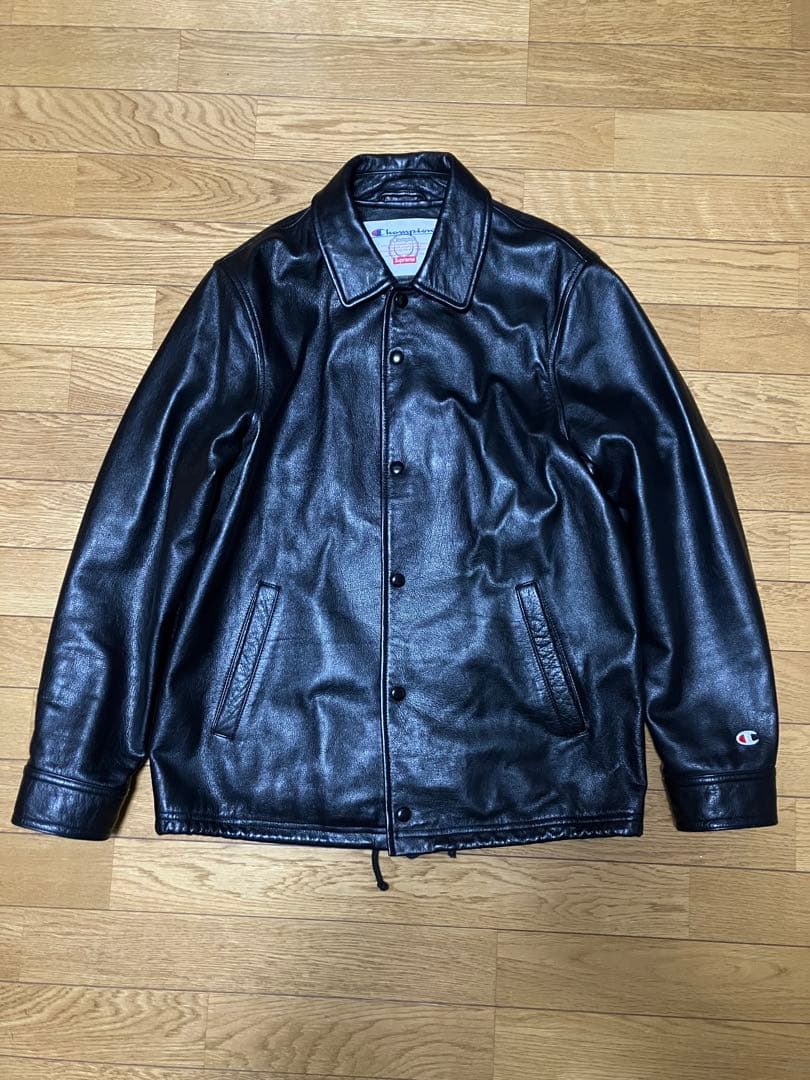 Supreme Champion レザー コーチジャケット 黒 S チャンピオン