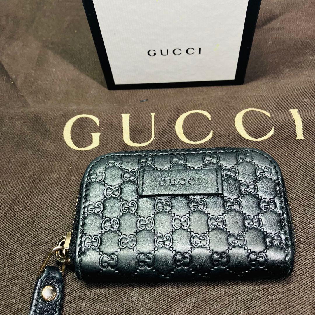 極美品　グッチ ケース GUCCI マイクログッチシマ ブラック 小銭入れ
