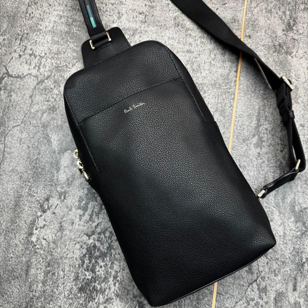 未使用級✨ポールスミス ボディバッグ マルチストライプ 斜め掛け レザー