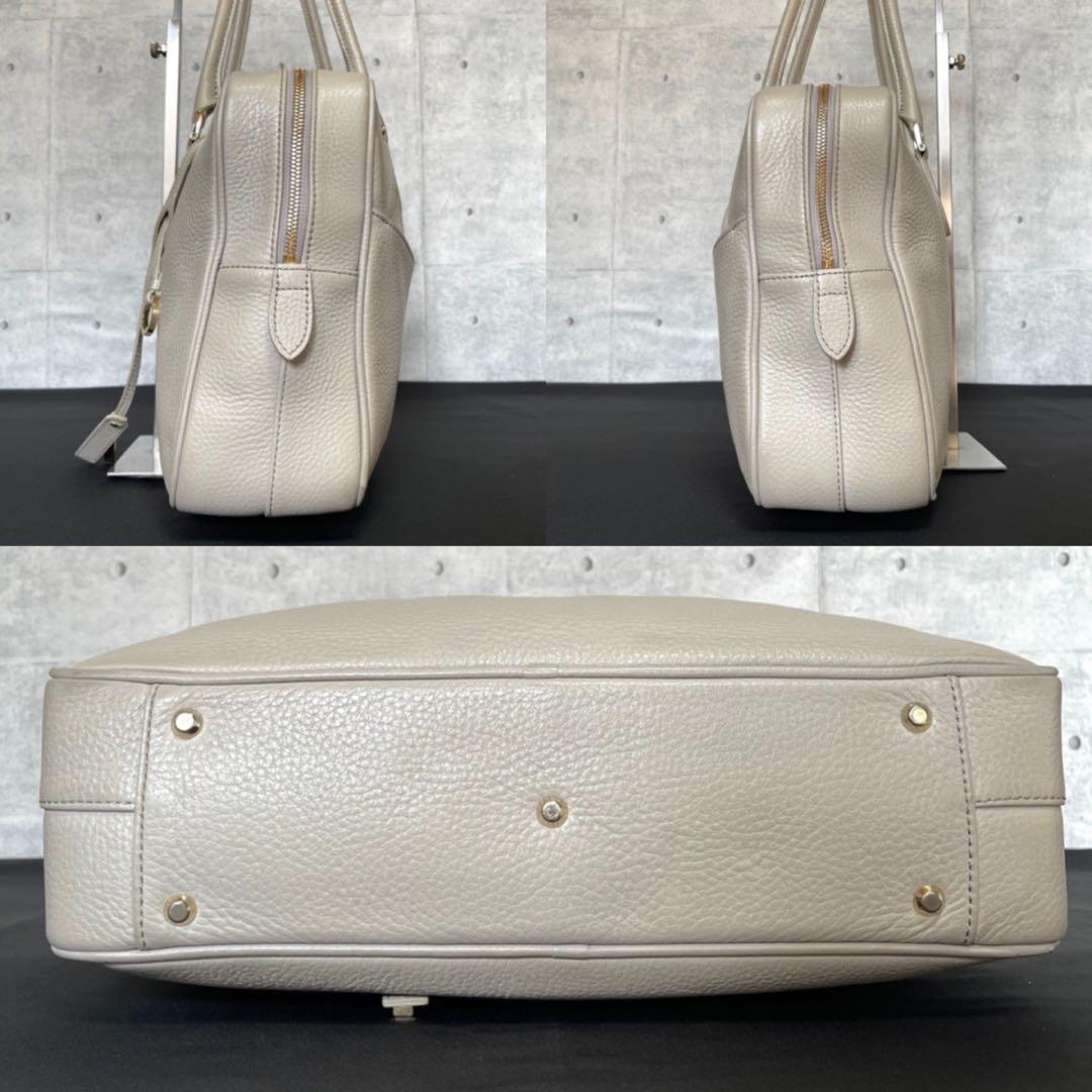 良品】WAKO 銀座和光 WSシリーズ シボ革 グレー レザー ハンドバッグ