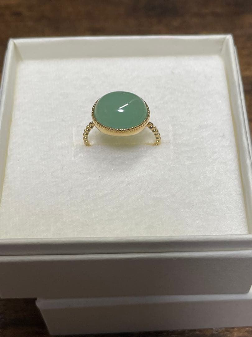 指輪　K18YG　11号　グリーンカルセドニー 12×10cm　1回半日使用 AGVR9705__GS グリーンカルセドニー リング｜リング・指輪｜ヴァン
