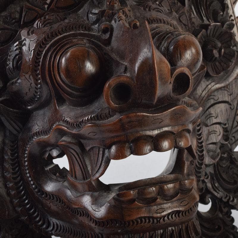 バリ島 インドネシア 木彫 ガルーダ 面 壁飾 置物 2点まとめて N9064A