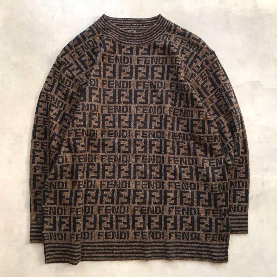 kan様 FENDI Mare 総柄 ズッカ モックネック ニット セーター