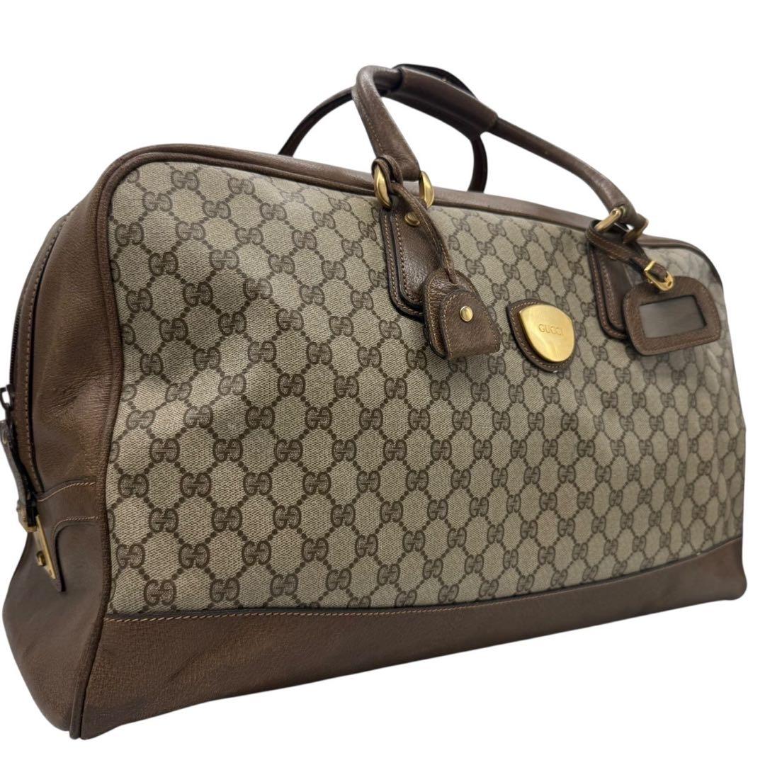 超希少‼️オールドグッチ アクセコ ボストンバッグ GG柄 鍵付 大容量 レザー