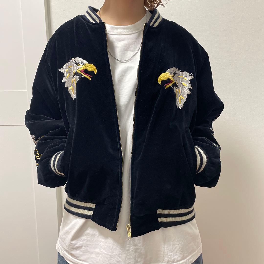 スカジャン MODERN VOICE ベロア 刺繍 - メルカリ