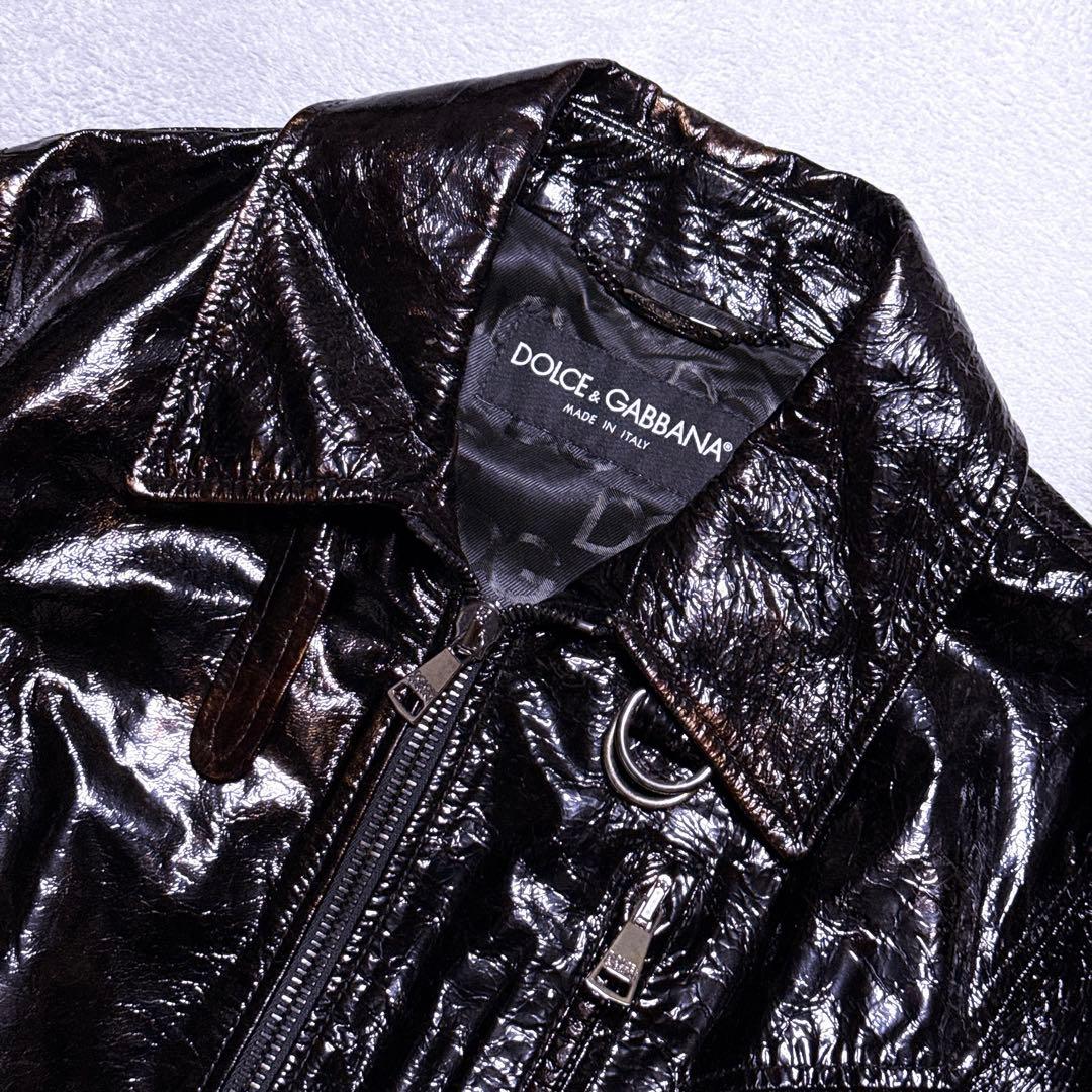 松本潤着用【極美品】ドルチェ&ガッバーナ シープスキン パテントレザー ブルゾン