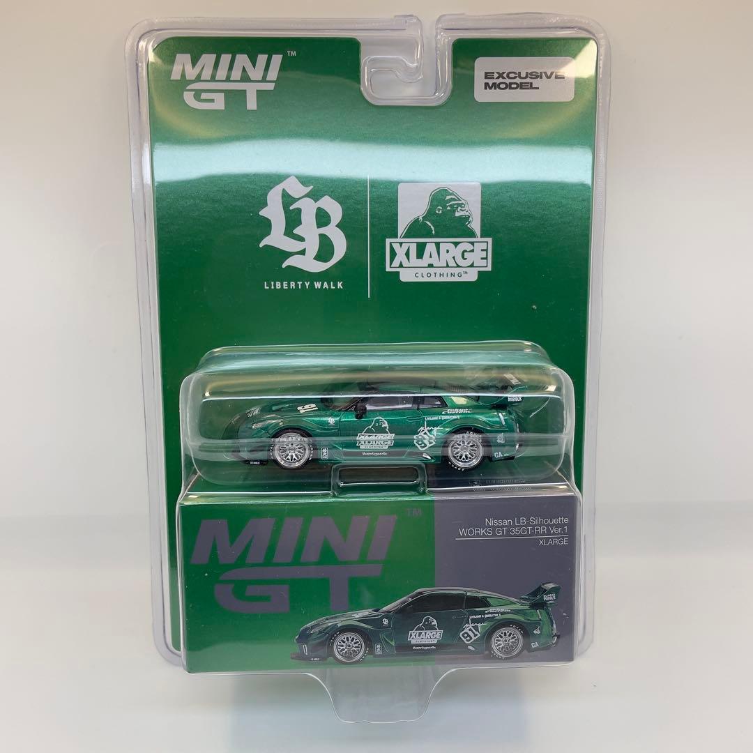 LIBERTY WALK × XLARGE MINI GT 1/64 Mini GT LB WORKS Nissan GT-R R35 XLARGE Exclusive Green 1/64