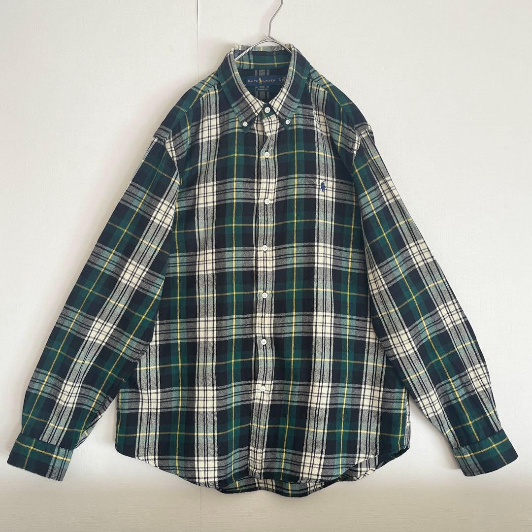 【レア未使用級◆現行QR◆タータンブラックウォッチ】ラルフローレンネルシャツXL