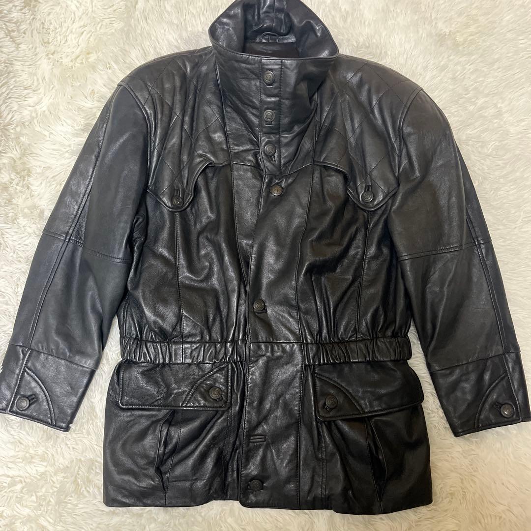 y2k gimmick highneck leather jacket シープ - メルカリ