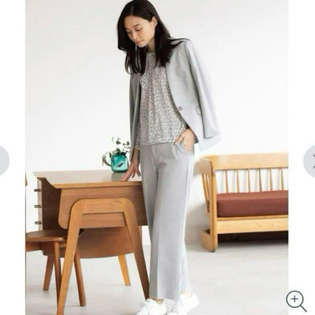 未使用タグ付☆】AOKI 島田順子 ノーカラー ワイドパンツ セットアップ L