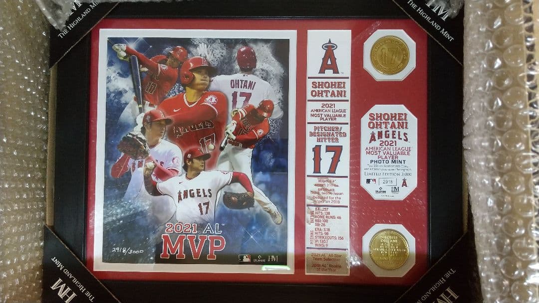 2021年 大谷翔平 MVP 獲得 限定  3000個限定 完売品 大谷翔平選手直筆サイン入り！2021 AL MVP獲得記念「純金プレート入り
