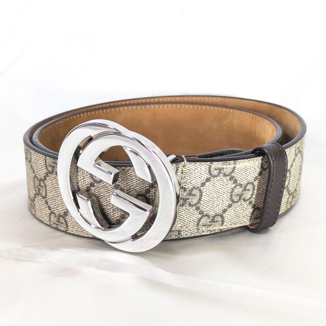 【美品】 GUCCI グッチ インターロッキングG メンズベルト GGスプリーム