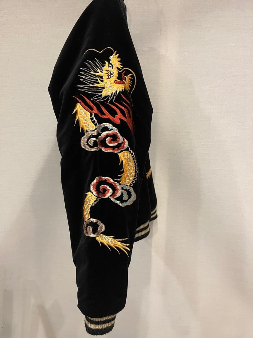 別珍 テーラー東洋 スカジャン 黒×紫 鹿 龍 富士 日本地図 アラスカ