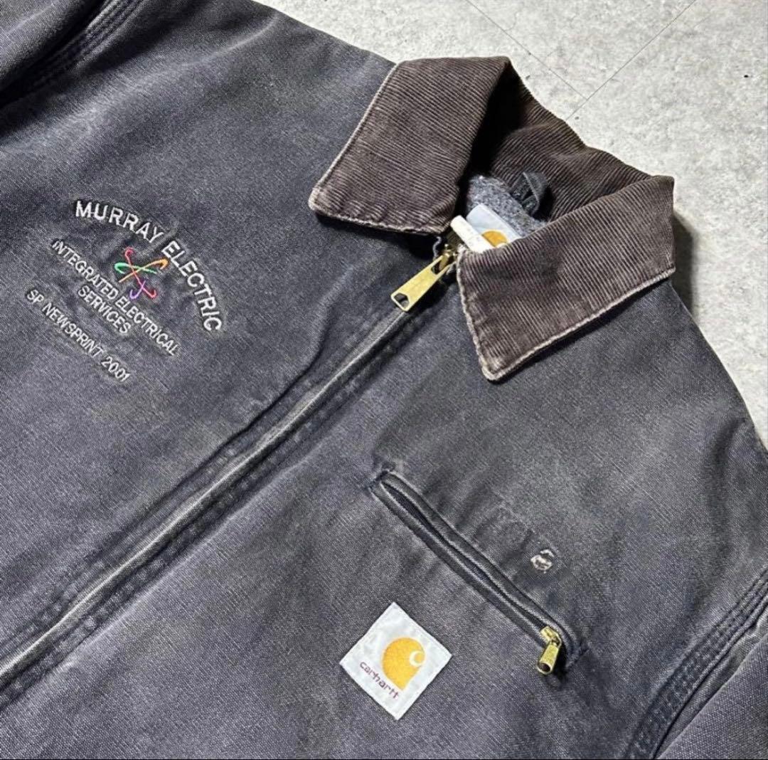 希少USA製Carhartt デトロイトジャケットsize42 ブラックフェード