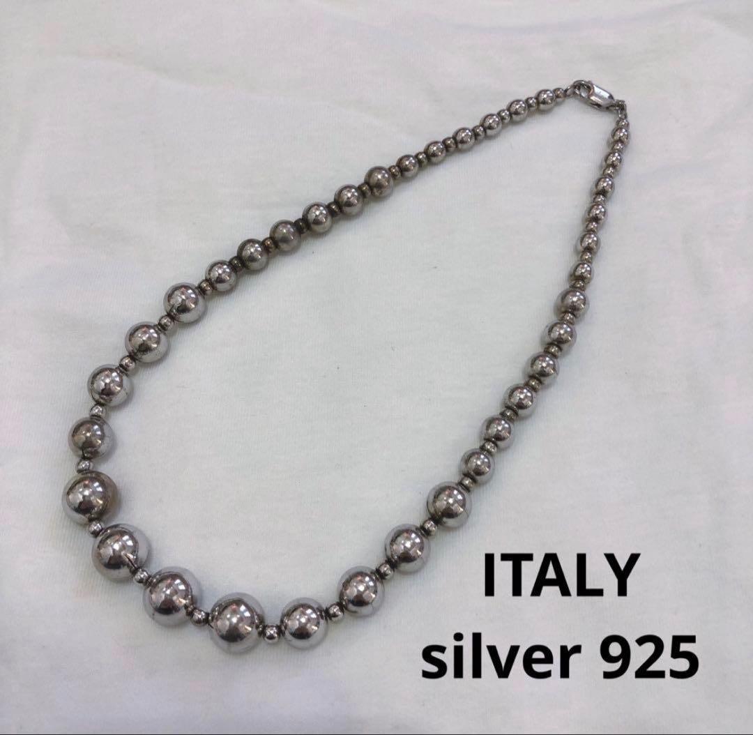 【値下げ】ITALY vintage シルバー925 ネックレスボールチェーン